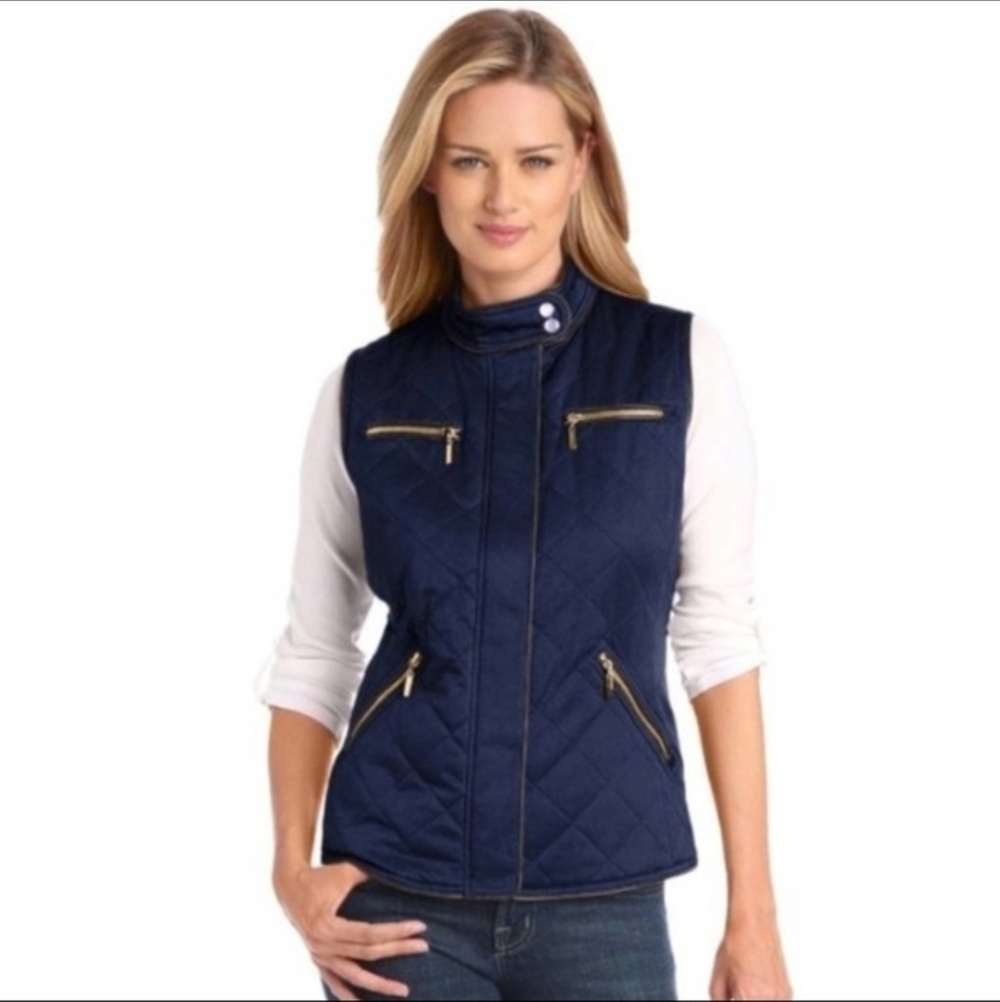108. Pendleton | Navy Quilted Zip‑Front Vest – Size Large